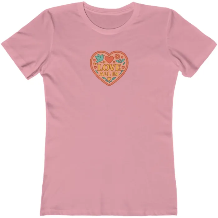 Love All In™, Heart, Luxury Women’s Graphic Tee T-Shirt, Boyfriend, Design 4 - Image 10