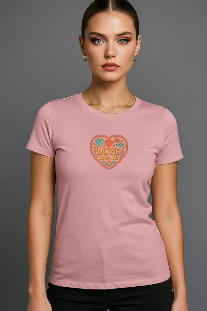 Love All In™, Heart, Luxury Women’s Graphic Tee T-Shirt, Boyfriend, Design 4 - Image 5
