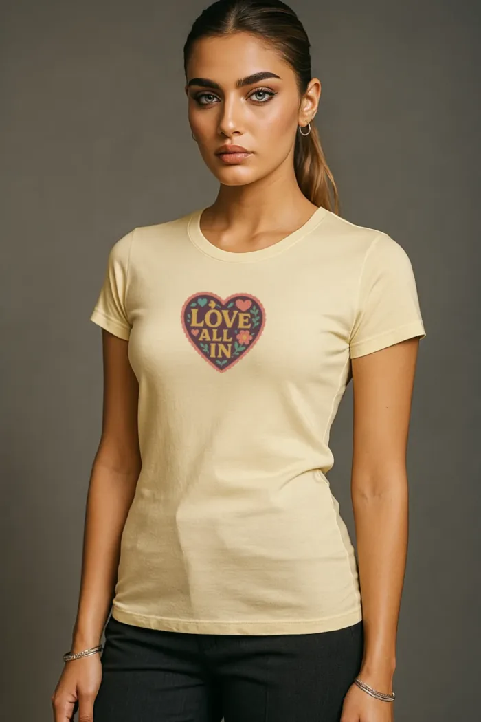 Love All In™, Heart, Luxury Women’s Graphic Tee T-Shirt, Boyfriend, Design 5 - Image 4