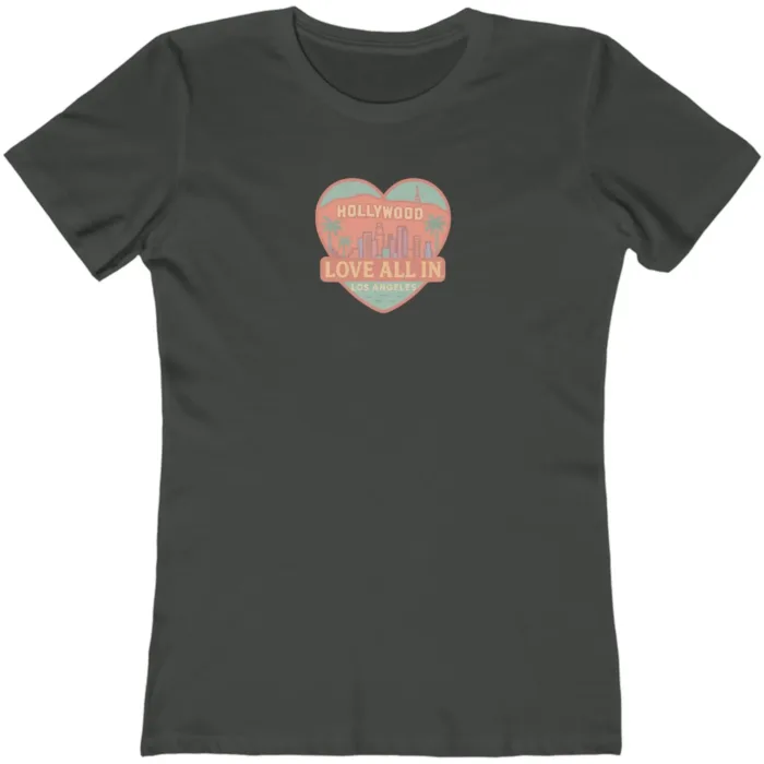 Love All In™ Los Angeles, Heart, Luxury Women’s Graphic Tee T-Shirt, Boyfriend, Design 1 - Image 8