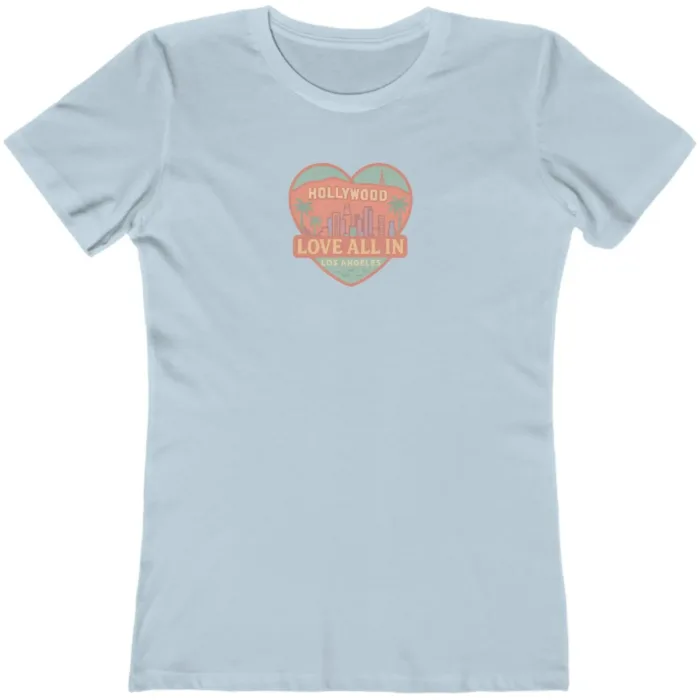 Love All In™ Los Angeles, Heart, Luxury Women’s Graphic Tee T-Shirt, Boyfriend, Design 1 - Image 6