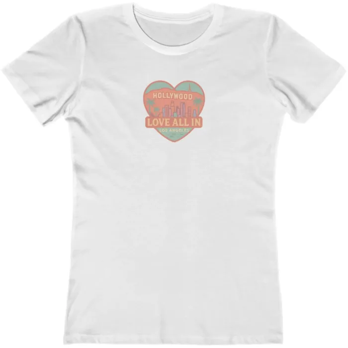 Love All In™ Los Angeles, Heart, Luxury Women’s Graphic Tee T-Shirt, Boyfriend, Design 1 - Image 7