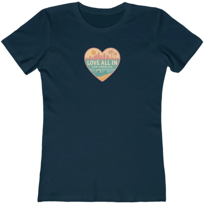 Love All In™ Los Angeles, Heart, Luxury Women’s Graphic Tee T-Shirt, Boyfriend, Design 2 - Image 8