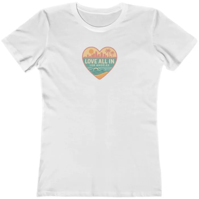 Love All In™ Los Angeles, Heart, Luxury Women’s Graphic Tee T-Shirt, Boyfriend, Design 2 - Image 6