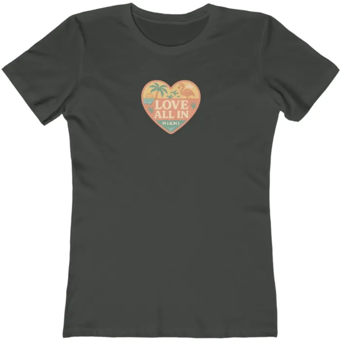 Love All In™ Miami, Heart, Luxury Women’s Graphic Tee T-Shirt, Boyfriend, Design 2 - Image 8