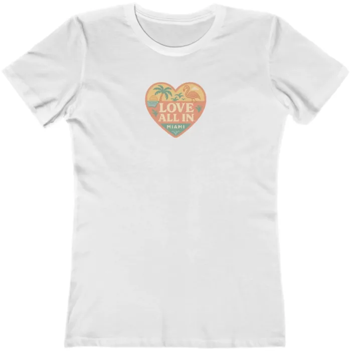 Love All In™ Miami, Heart, Luxury Women’s Graphic Tee T-Shirt, Boyfriend, Design 2 - Image 9