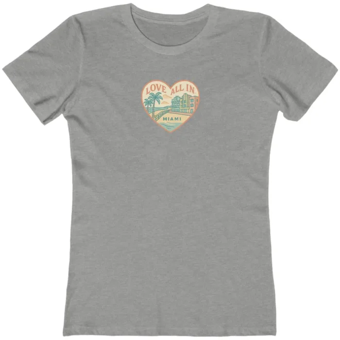 Love All In™ Miami, Heart, Luxury Women’s Graphic Tee T-Shirt, Boyfriend, Design 3 - Image 8