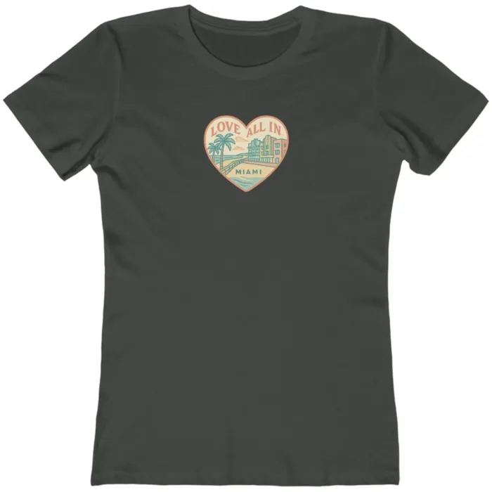 Love All In™ Miami, Heart, Luxury Women’s Graphic Tee T-Shirt, Boyfriend, Design 3 - Image 10