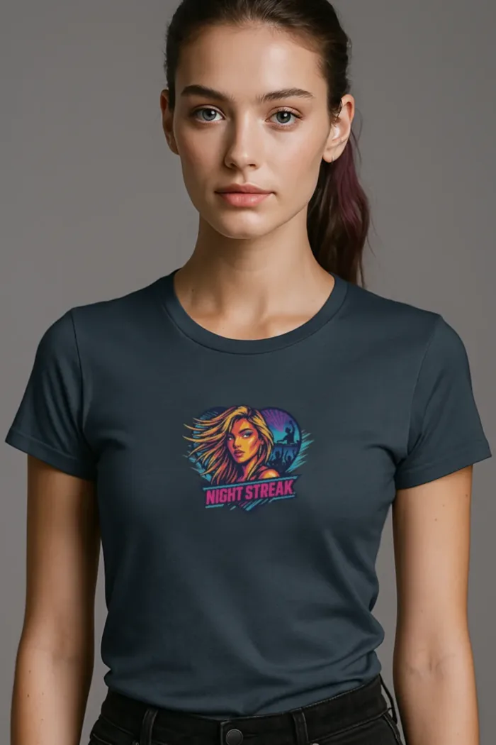 Night Streak™ New Wave, Heart, Luxury Women’s Graphic Tee T-Shirt, Boyfriend, Design 3 - Image 6