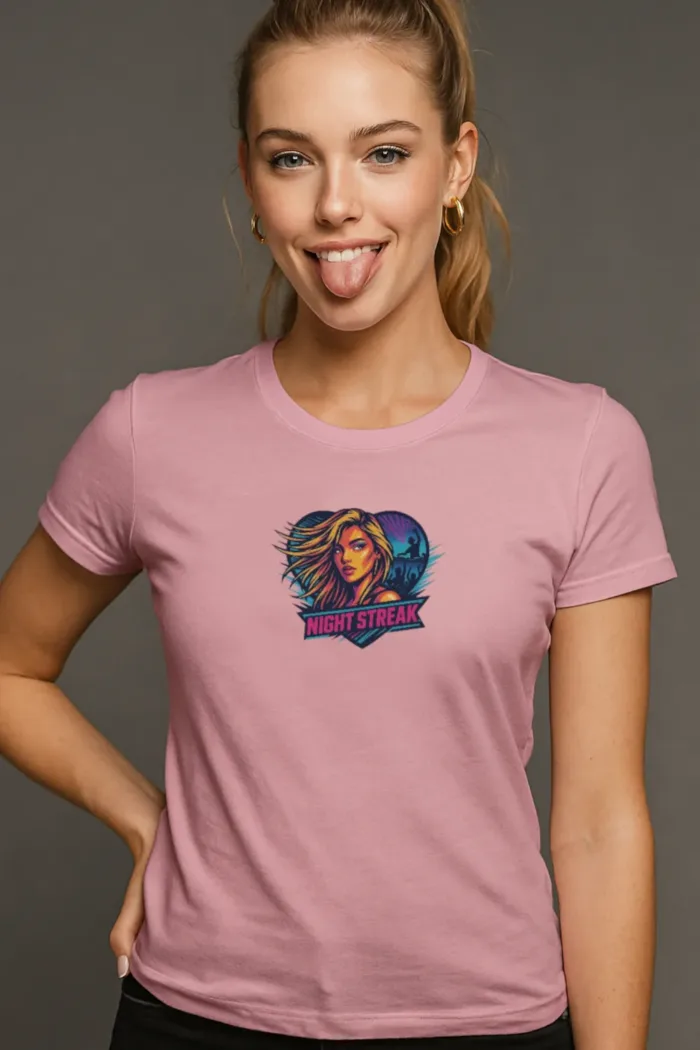Night Streak™ New Wave, Heart, Luxury Women’s Graphic Tee T-Shirt, Boyfriend, Design 3 - Image 4