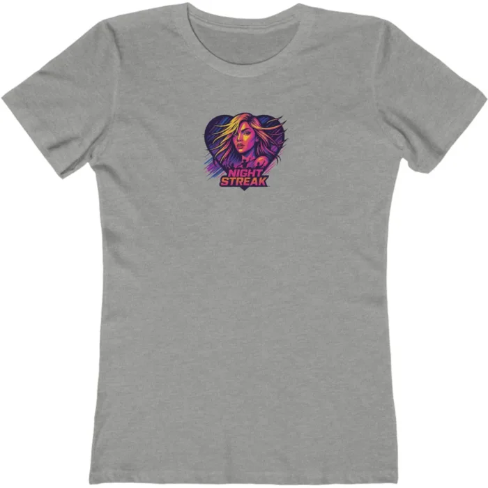 Night Streak™ 80's New Wave, Luxury Women’s Graphic Tee T-Shirt, Boyfriend, Design 4 - Image 8