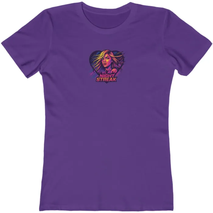 Night Streak™ 80's New Wave, Luxury Women’s Graphic Tee T-Shirt, Boyfriend, Design 4 - Image 9