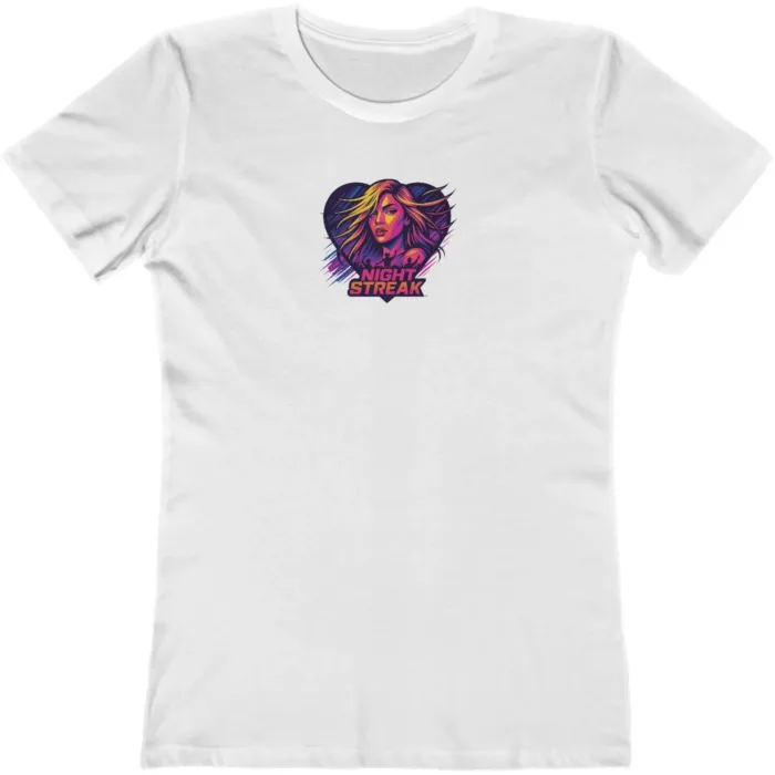 Night Streak™ 80's New Wave, Luxury Women’s Graphic Tee T-Shirt, Boyfriend, Design 4 - Image 7