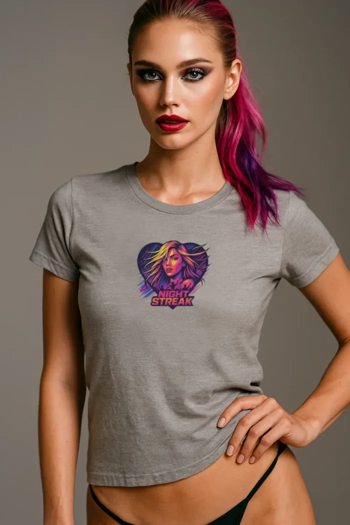 Night Streak™ 80's New Wave, Luxury Women’s Graphic Tee T-Shirt, Boyfriend, Design 4 - Image 4