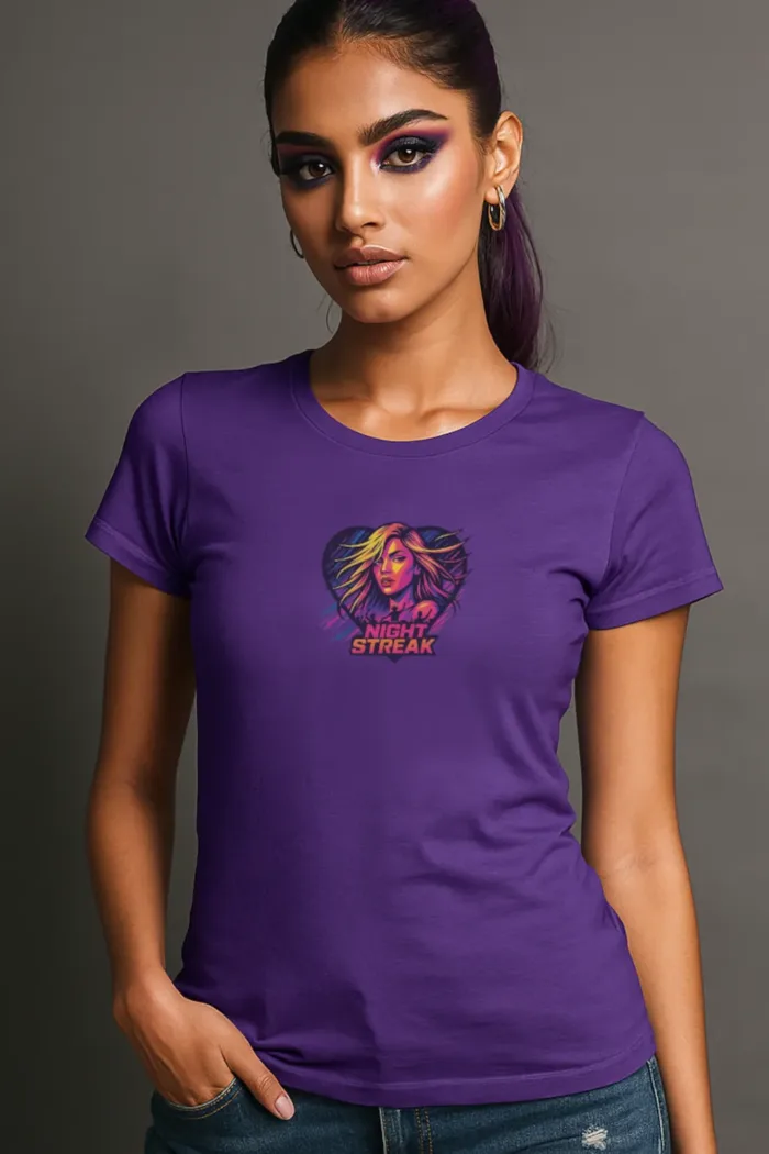 Night Streak™ 80's New Wave, Luxury Women’s Graphic Tee T-Shirt, Boyfriend, Design 4 - Image 5