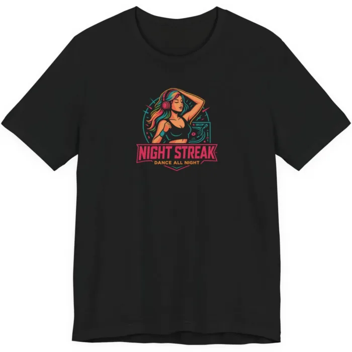Night Streak™ Dance All Night, Luxury Unisex Men's Graphic Tee T-Shirt, Jersey, Design 4 - Image 6