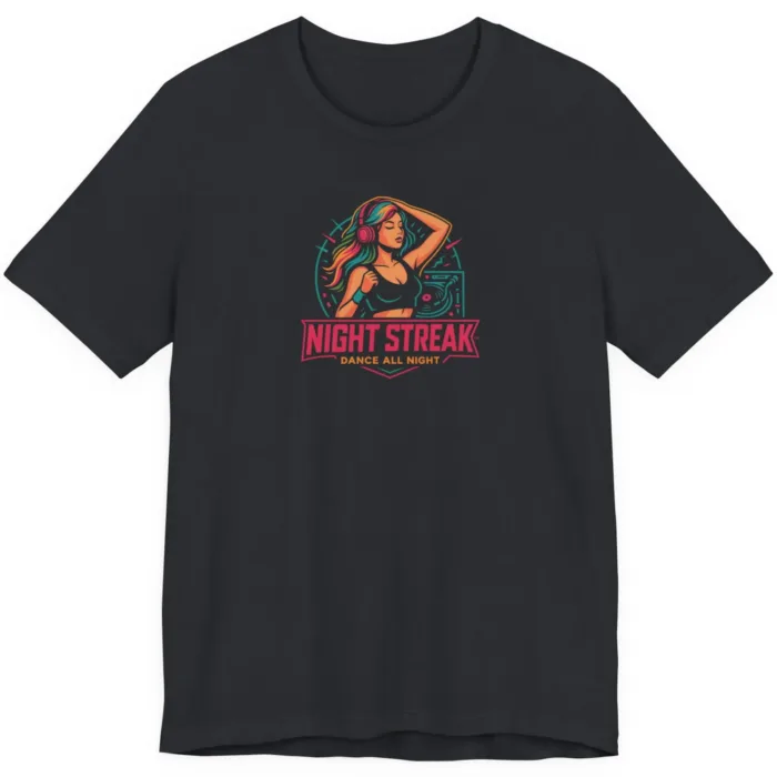Night Streak™ Dance All Night, Luxury Unisex Men's Graphic Tee T-Shirt, Jersey, Design 4 - Image 5