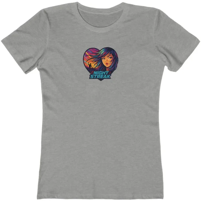 Night Streak™, Heart, Anime, Luxury Women’s Graphic Tee T-Shirt, Boyfriend, Design 1 - Image 7