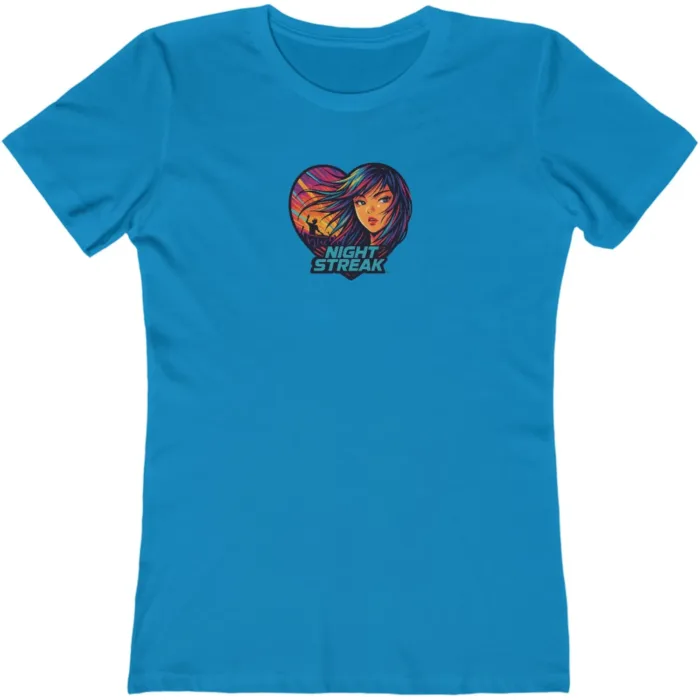 Night Streak™, Heart, Anime, Luxury Women’s Graphic Tee T-Shirt, Boyfriend, Design 1 - Image 9