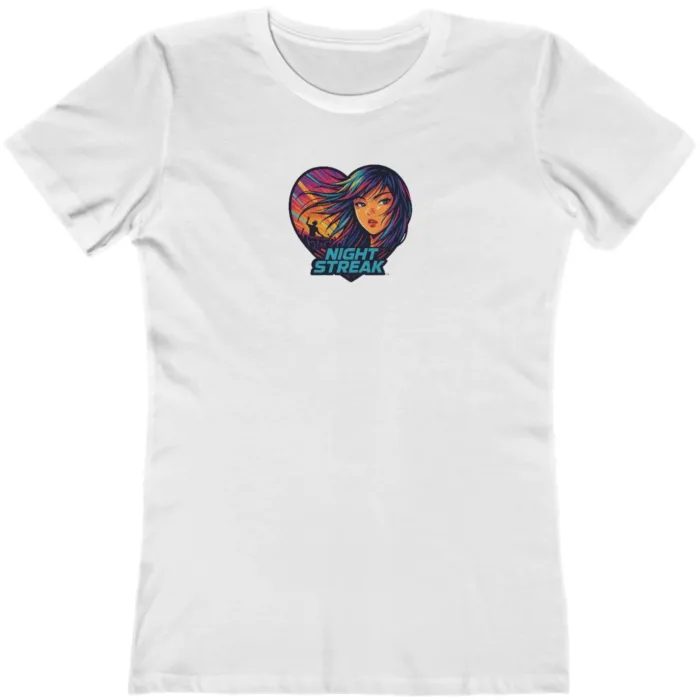 Night Streak™, Heart, Anime, Luxury Women’s Graphic Tee T-Shirt, Boyfriend, Design 1 - Image 10