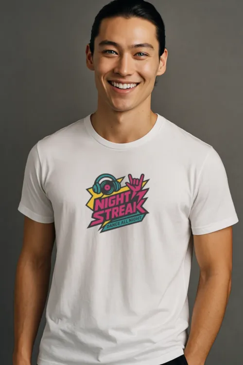 Night Streak™ Dance All Night, Luxury Unisex Men's Graphic Tee T-Shirt, Jersey, Retro, Design 2