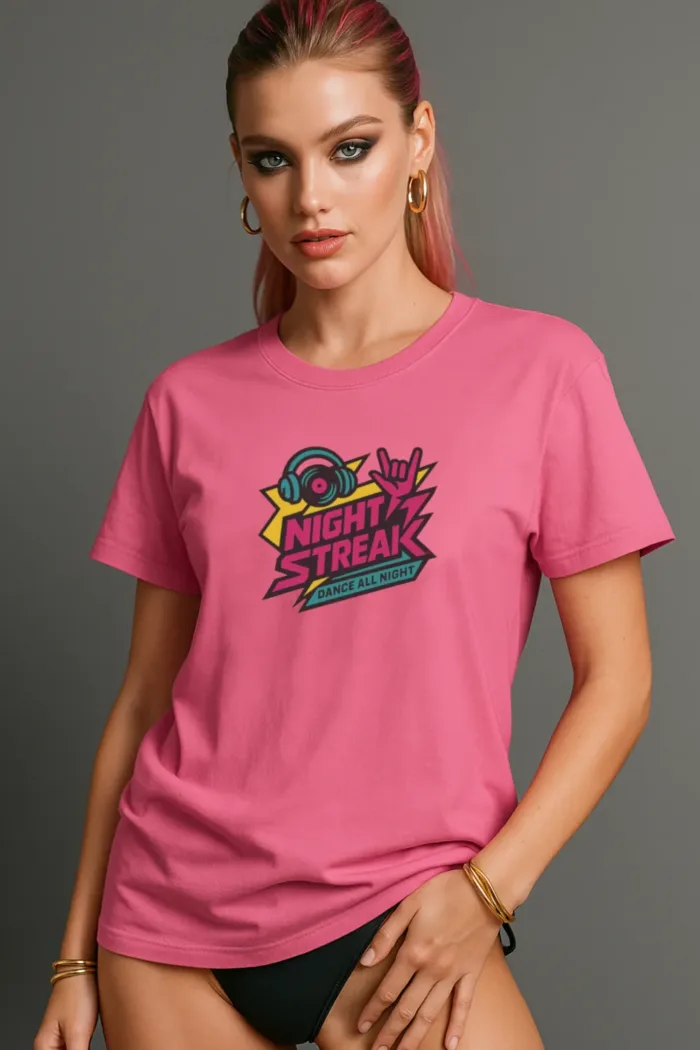 Night Streak™, 80's Retro, Luxury Unisex Jersey Women’s Graphic Tee T-Shirt, Design 2