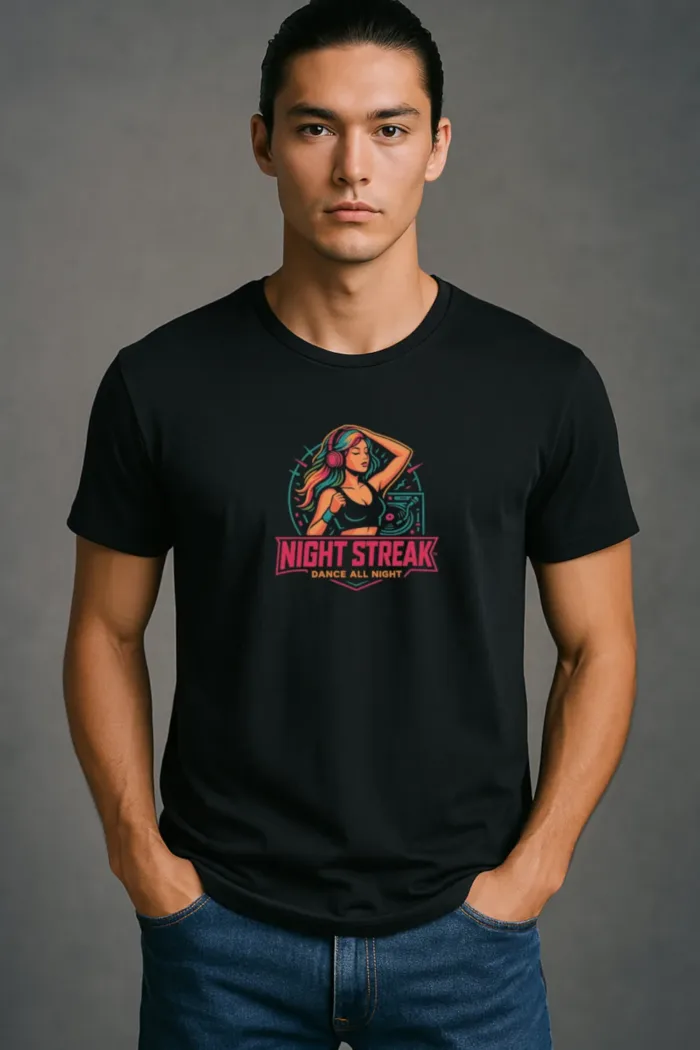 Night Streak™ Dance All Night, Luxury Unisex Men's Graphic Tee T-Shirt, Jersey, Design 4