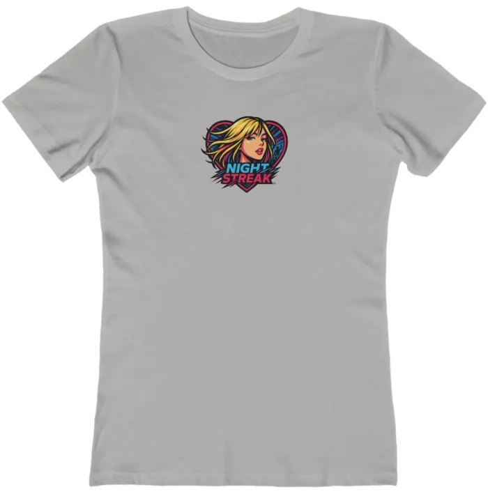 Night Streak™, Heart, Anime, Luxury Women’s Graphic Tee T-Shirt, Boyfriend, Design 2 - Image 10