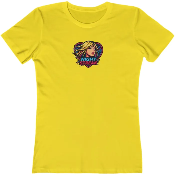 Night Streak™, Heart, Anime, Luxury Women’s Graphic Tee T-Shirt, Boyfriend, Design 2 - Image 8
