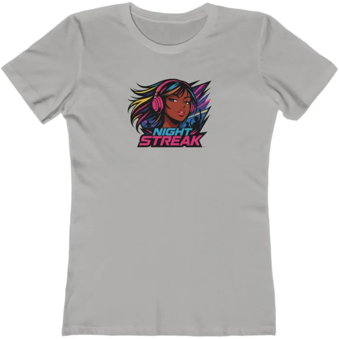 Night Streak™, Heart, Anime, Luxury Women’s Graphic Tee T-Shirt, Boyfriend, Design 3 - Image 6