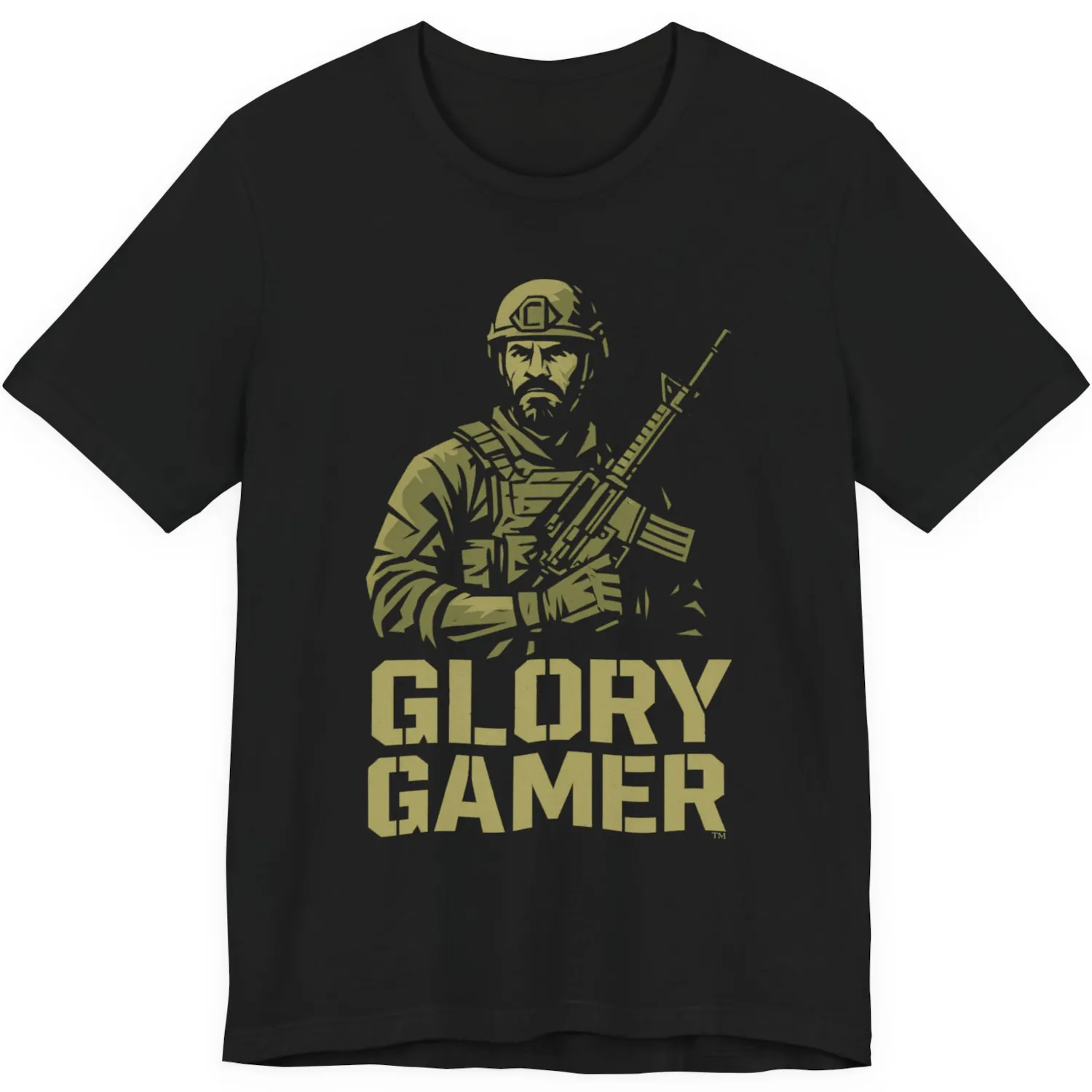 Glory Gamer™ Solider, Luxury Unisex Men's Graphic Tee T-Shirt, Jersey, Military, Flat Design 3 - Image 3