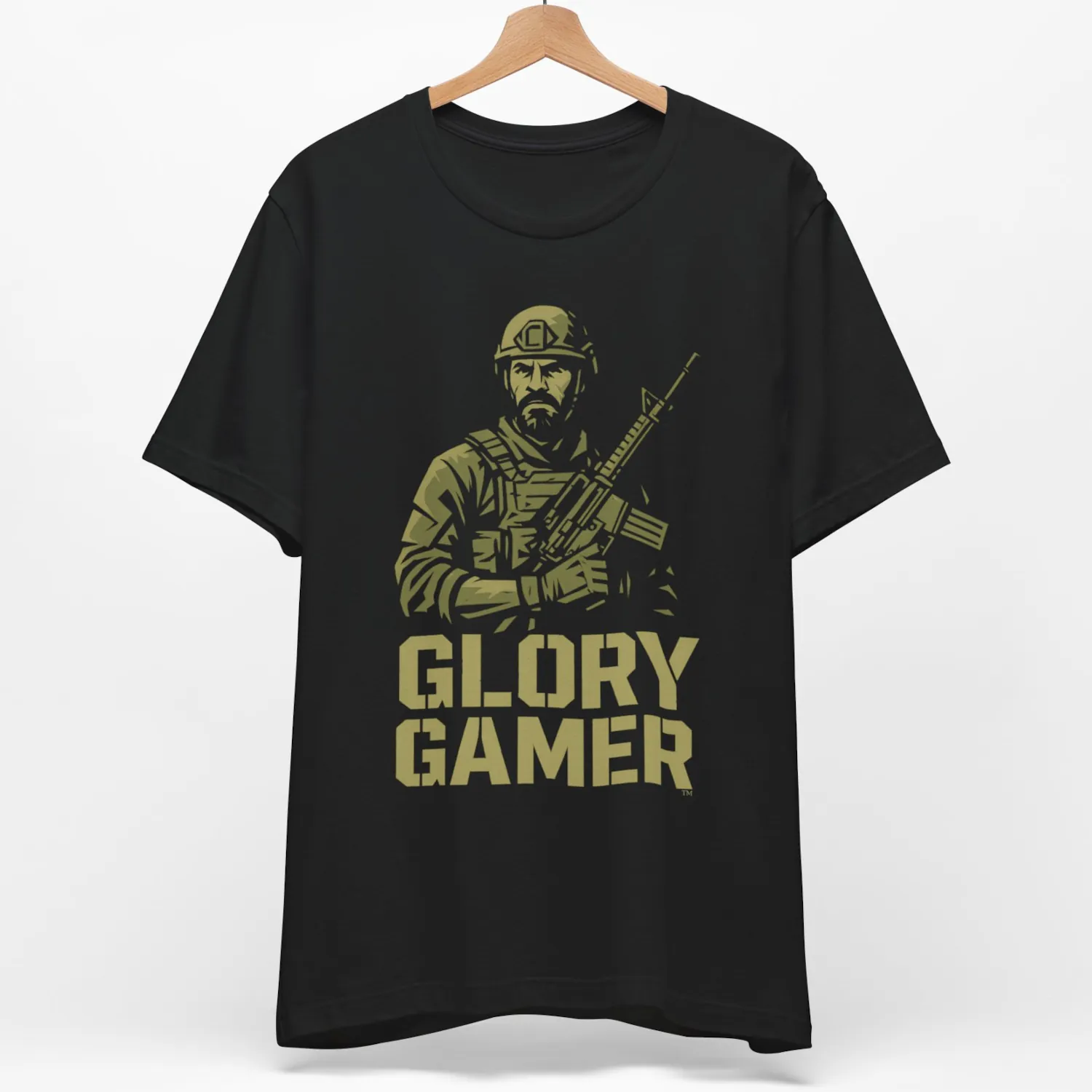 Glory Gamer™ Solider, Luxury Unisex Men's Graphic Tee T-Shirt, Jersey, Military, Flat Design 3 - Image 4