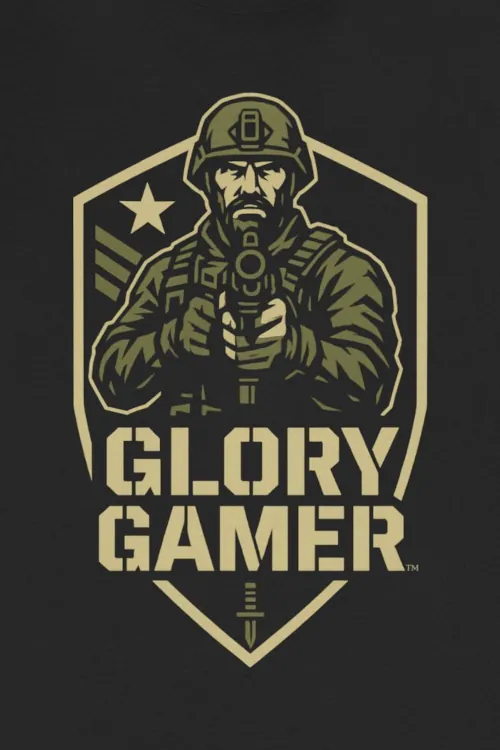Glory Gamer™ Solider, Luxury Unisex Men's Graphic Tee T-Shirt, Jersey, Military, Flat Design 4