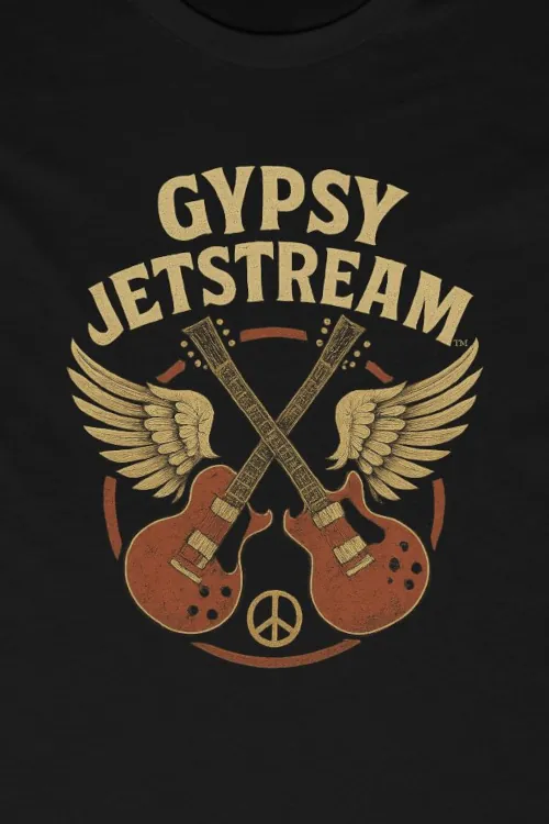 Gypsy Jetstream™ Vintage Rock Band Women's Graphic Tee T-Shirt, Boyfriend, Double Guitar, 1970s, Official Merchandise, Design 1 - Image 4