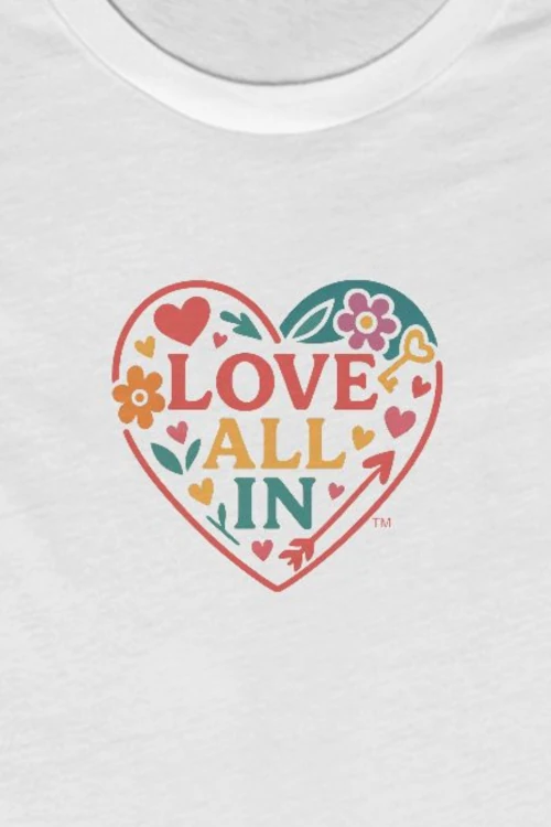 Love All In™, Heart, Women’s Luxury Graphic Tee T-Shirt, Boyfriend, Design 1 - Image 2