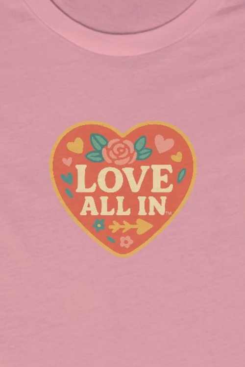 Love All In™, Heart, Women’s Luxury Graphic Tee T-Shirt, Boyfriend, Design 2