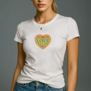 Love All In™, Heart, Luxury Women’s Graphic Tee T-Shirt, Boyfriend, Design 3