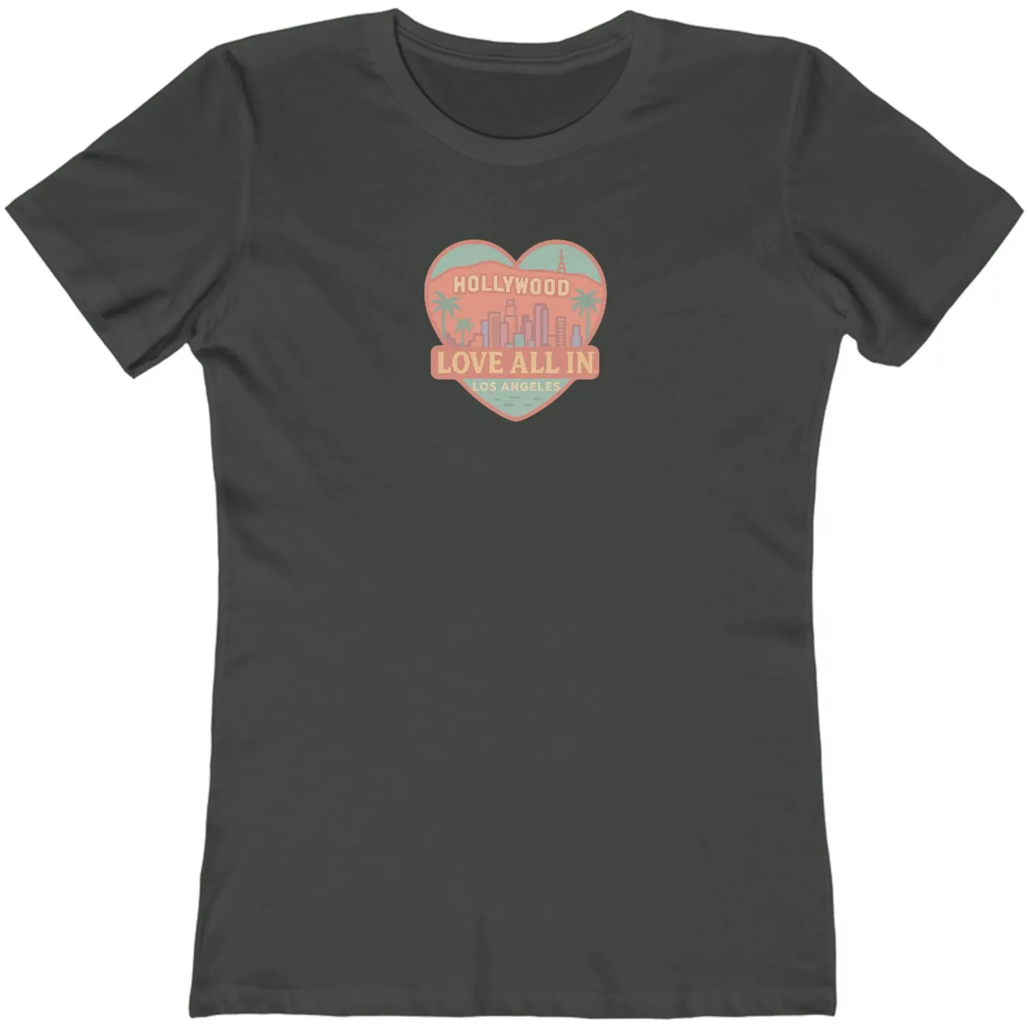 Love All In™ Los Angeles, Heart, Luxury Women’s Graphic Tee T-Shirt, Boyfriend, Design 1 - Image 7