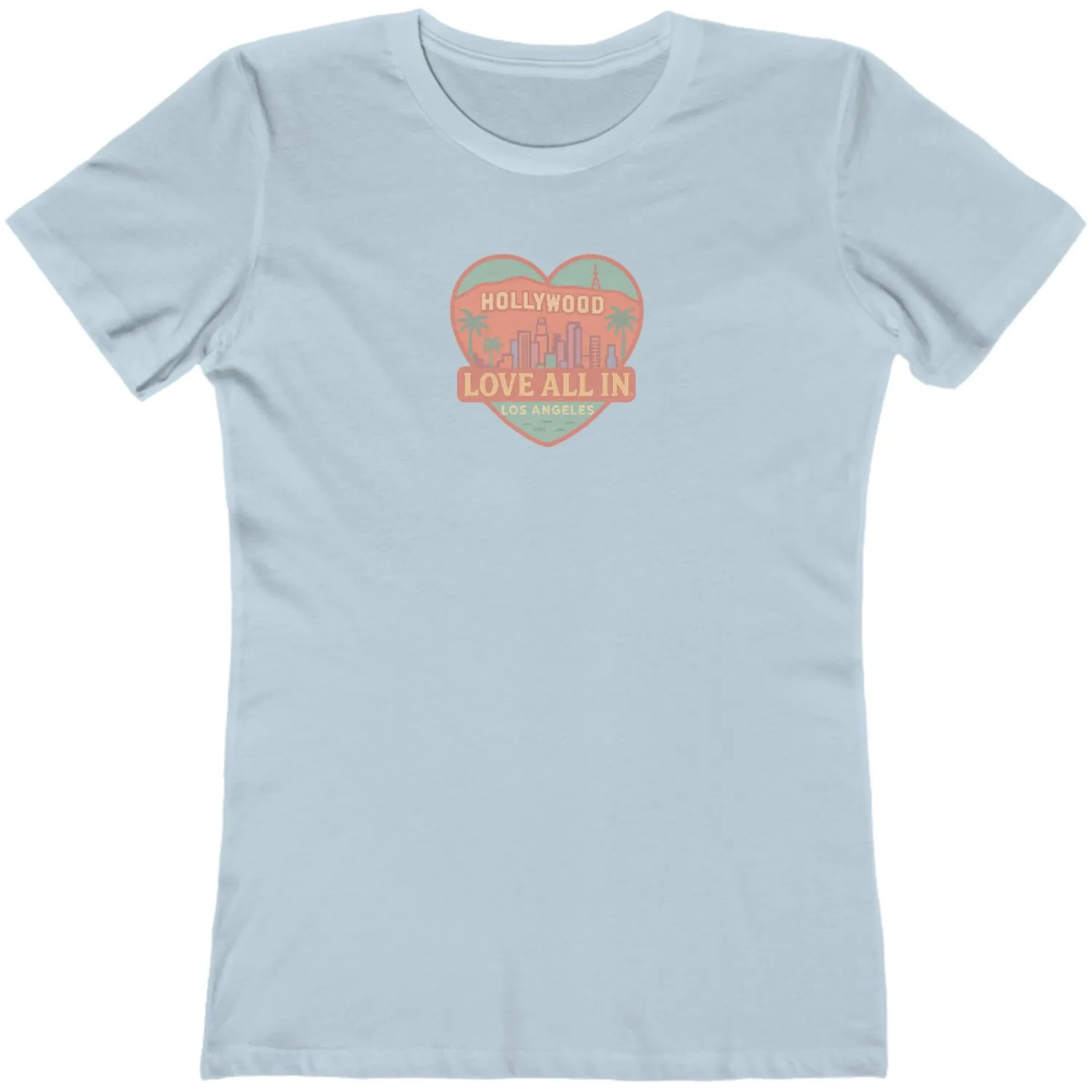 Love All In™ Los Angeles, Heart, Luxury Women’s Graphic Tee T-Shirt, Boyfriend, Design 1 - Image 5