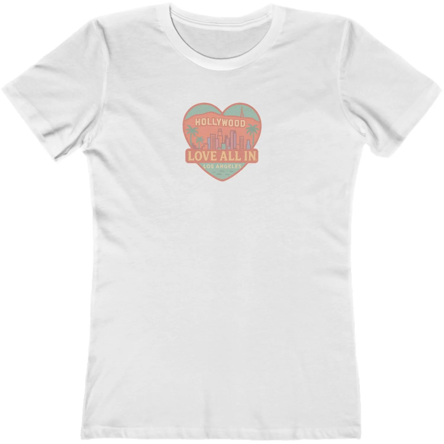 Love All In™ Los Angeles, Heart, Luxury Women’s Graphic Tee T-Shirt, Boyfriend, Design 1 - Image 6