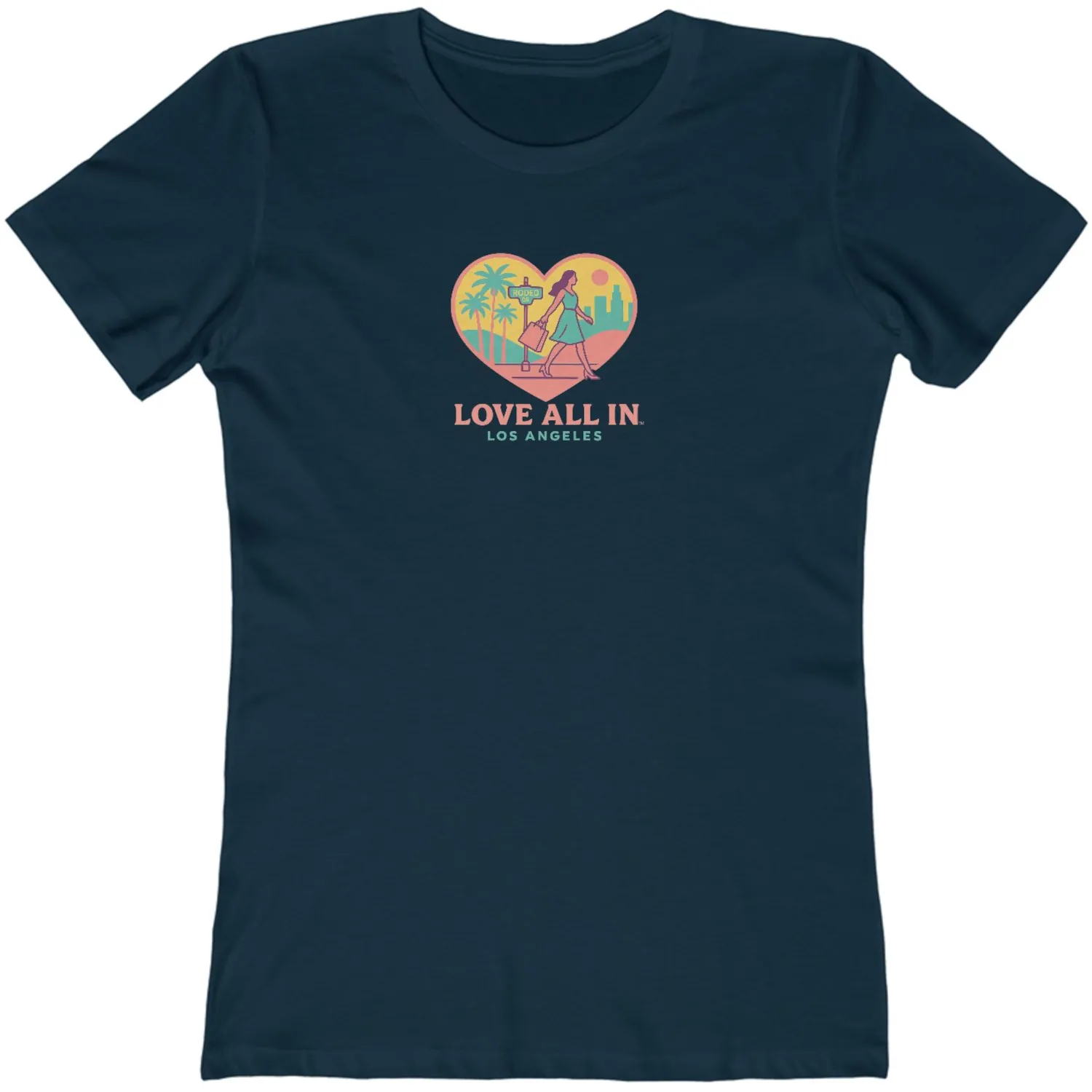 Love All In™ Los Angeles, Heart, Luxury Women’s Graphic Tee T-Shirt, Boyfriend, Design 3 - Image 6