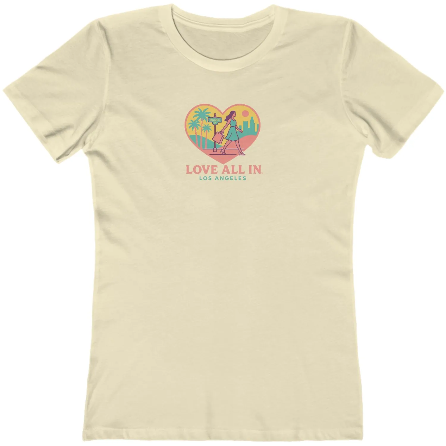 Love All In™ Los Angeles, Heart, Luxury Women’s Graphic Tee T-Shirt, Boyfriend, Design 3 - Image 5