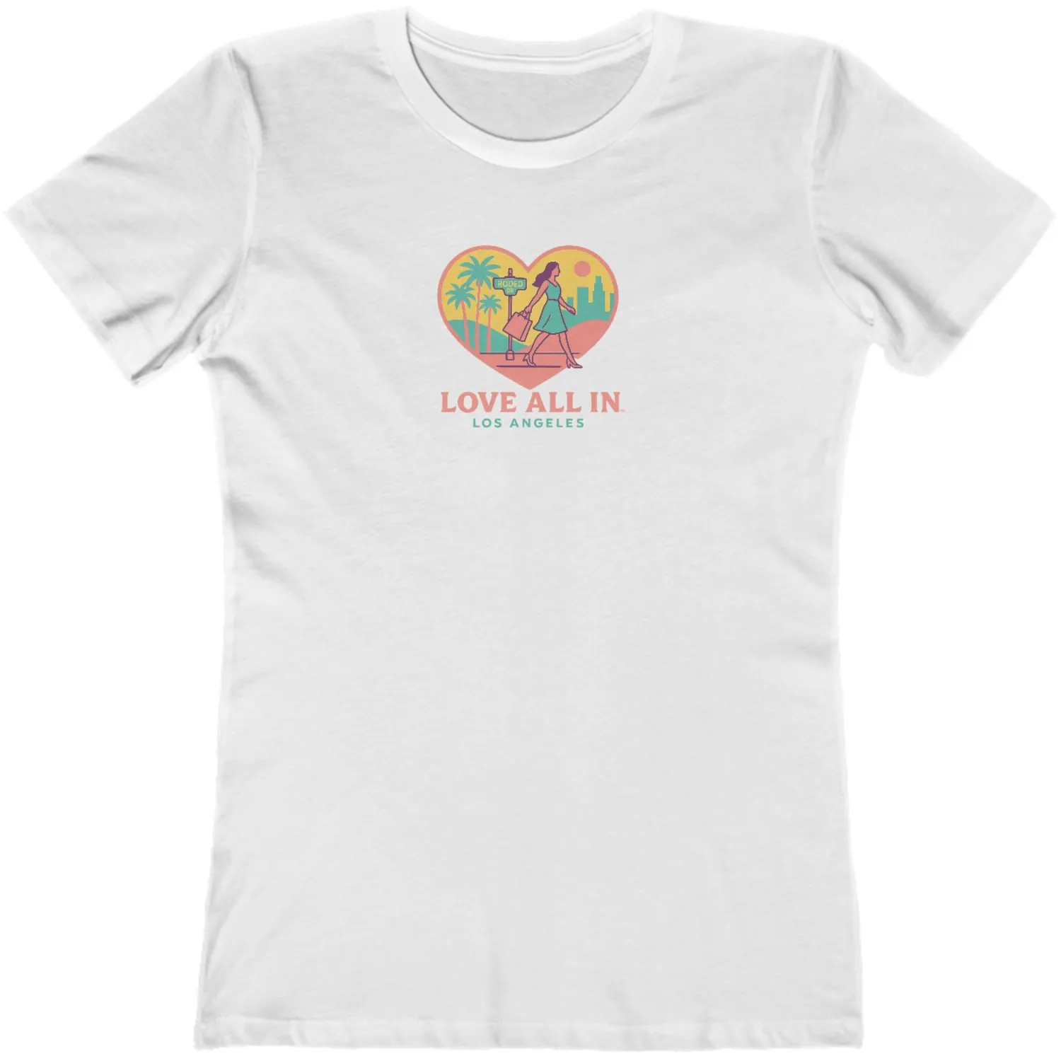 Love All In™ Los Angeles, Heart, Luxury Women’s Graphic Tee T-Shirt, Boyfriend, Design 3 - Image 7
