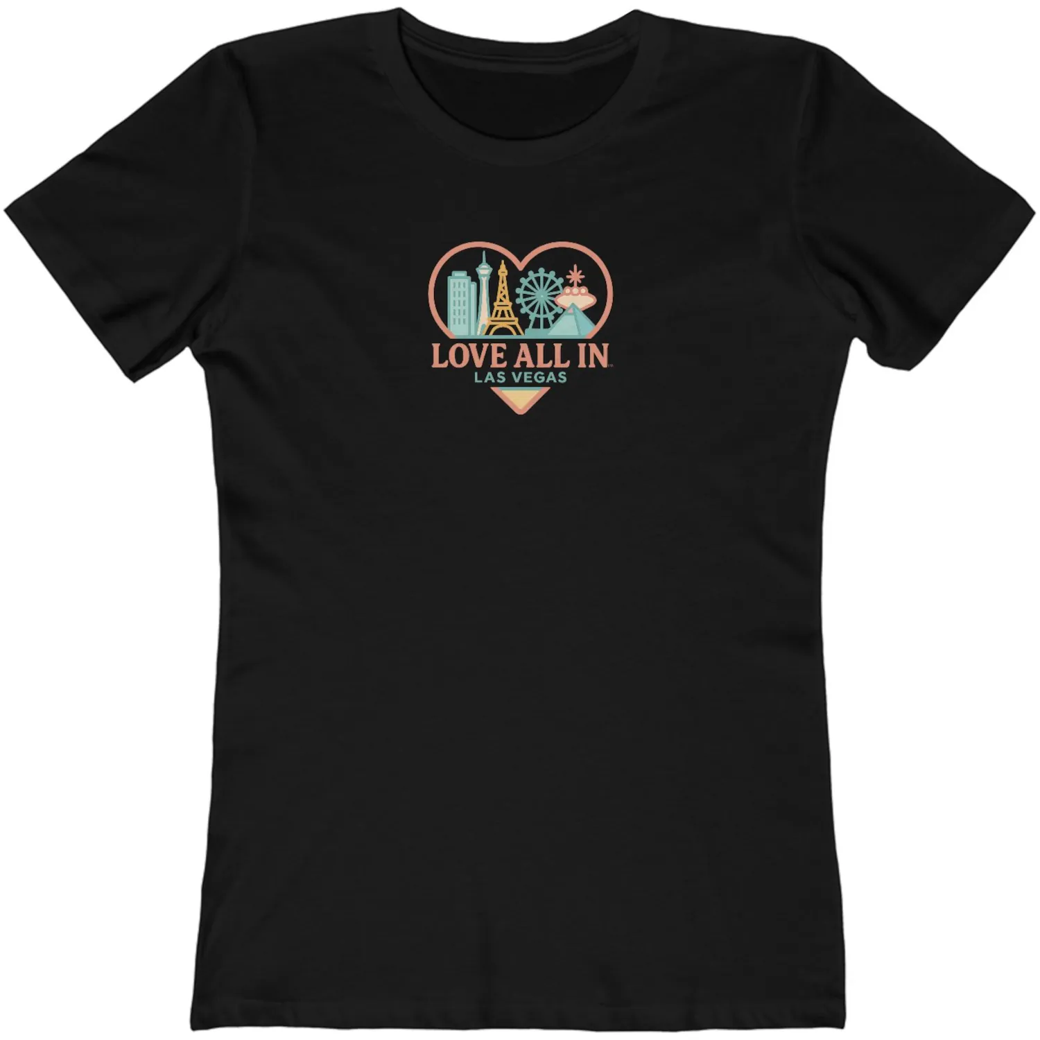 Love All In™ Las Vegas, Heart, Luxury Women's Graphic Tee T-Shirt, Boyfriend, Las Vegas Skyline, Design 3 - Image 5