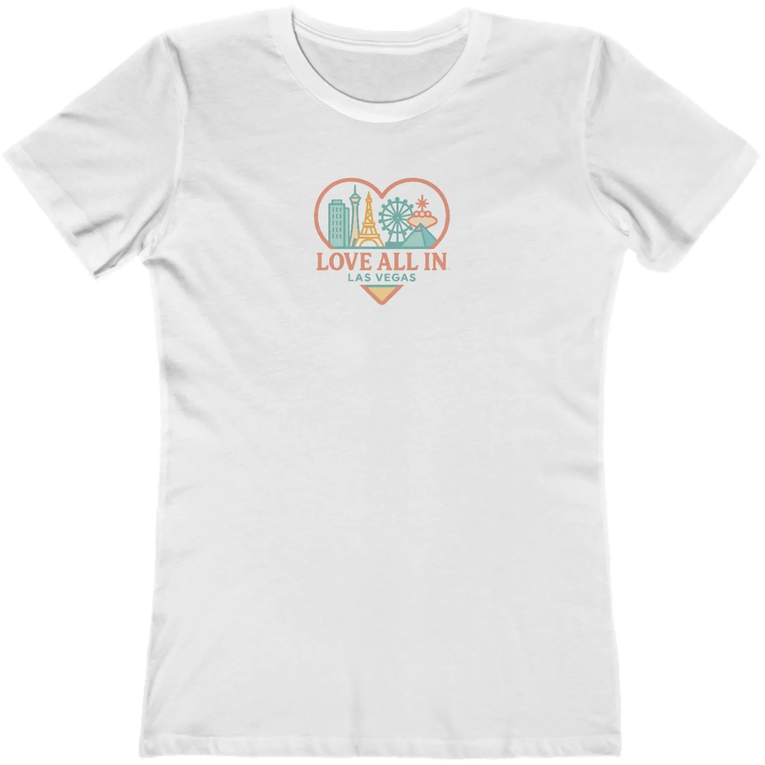 Love All In™ Las Vegas, Heart, Luxury Women's Graphic Tee T-Shirt, Boyfriend, Las Vegas Skyline, Design 3 - Image 4