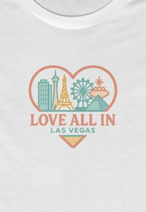 Love All In™ Las Vegas, Heart, Luxury Women's Graphic Tee T-Shirt, Boyfriend, Las Vegas Skyline, Design 3 - Image 2