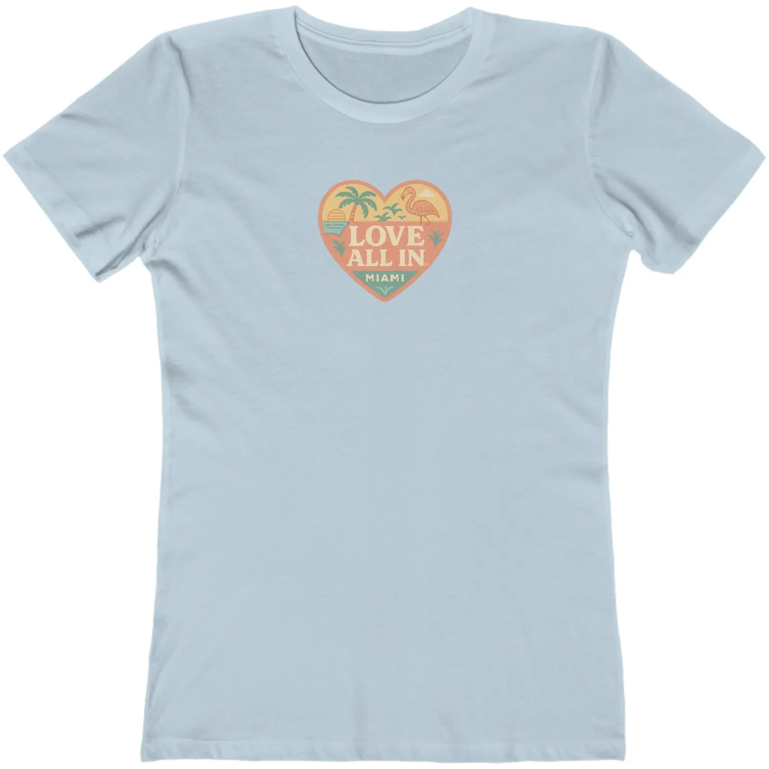 Love All In™ Miami, Heart, Luxury Women’s Graphic Tee T-Shirt, Boyfriend, Design 2 - Image 9