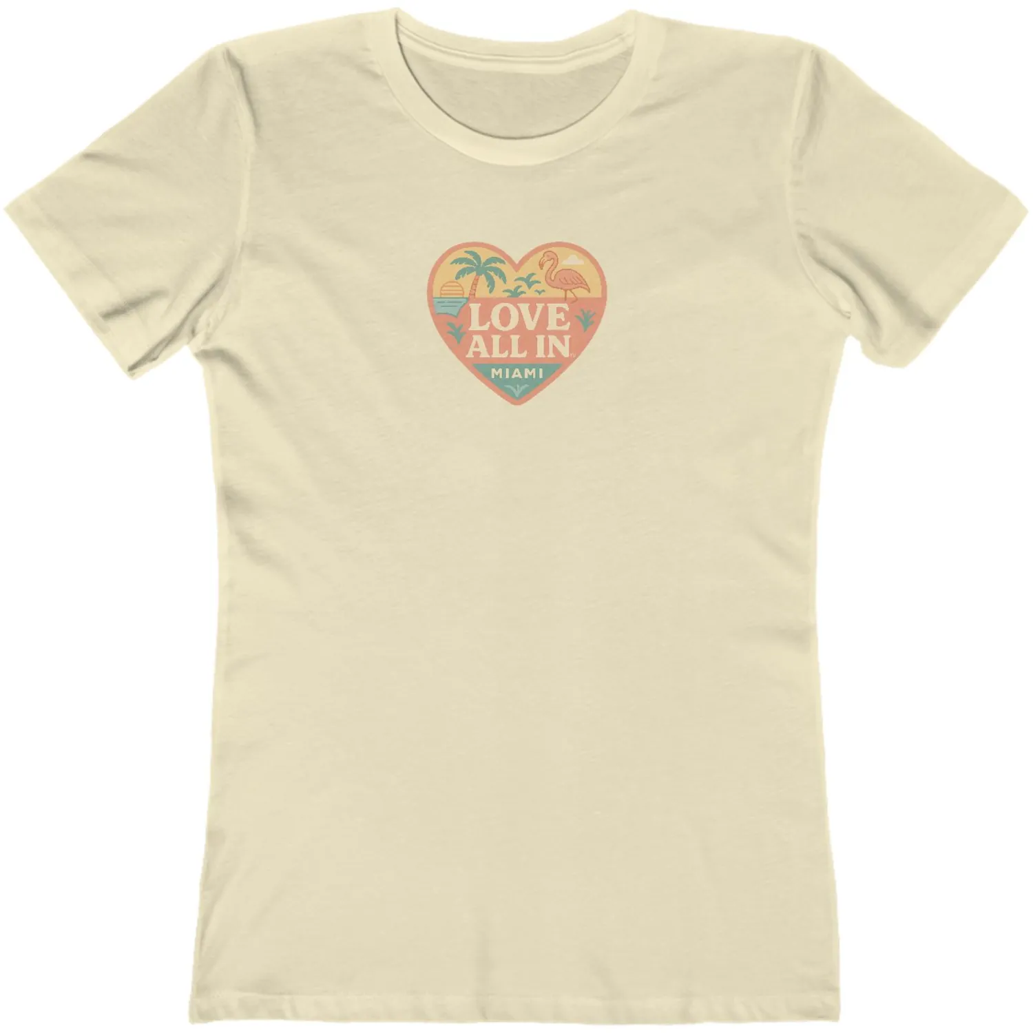 Love All In™ Miami, Heart, Luxury Women’s Graphic Tee T-Shirt, Boyfriend, Design 2 - Image 6
