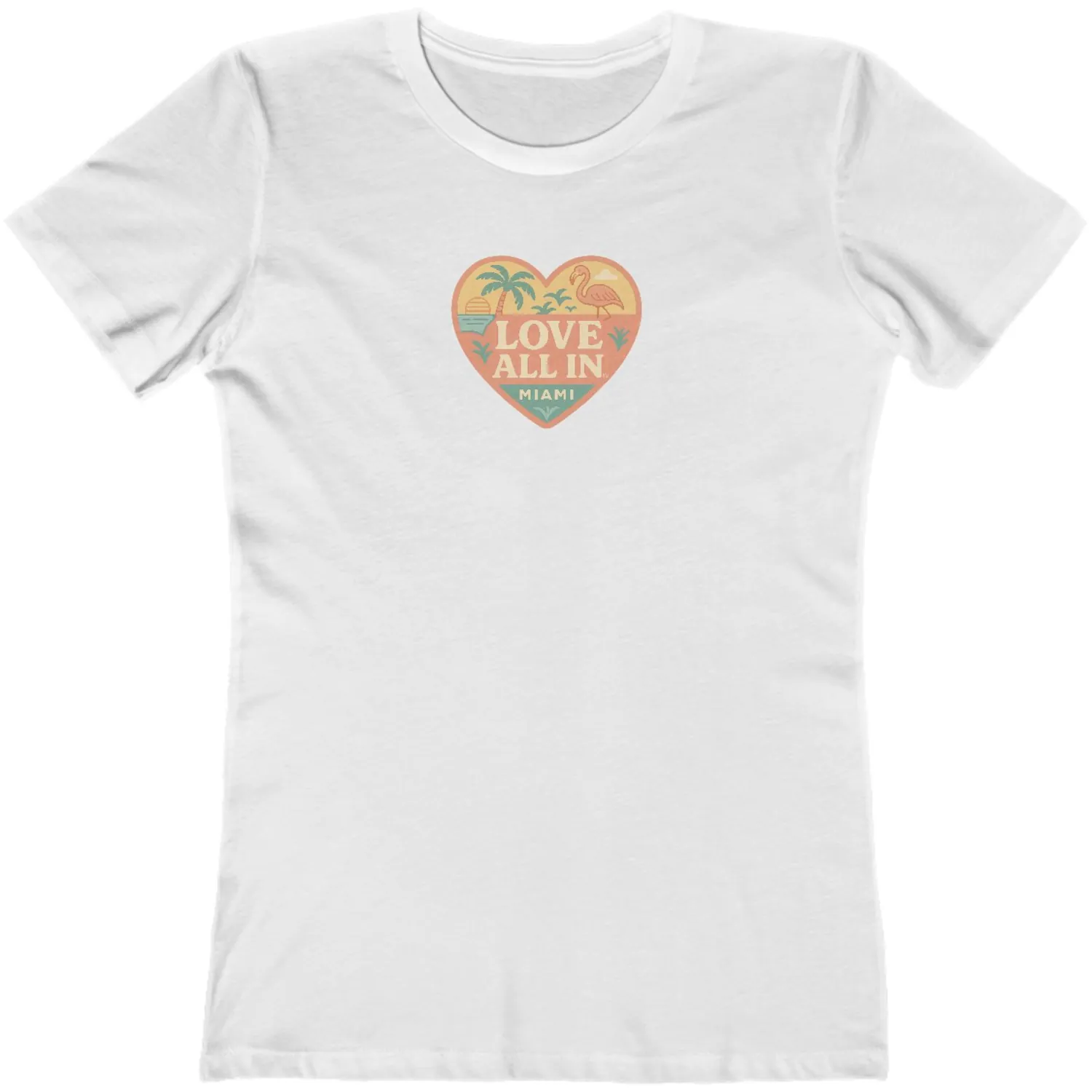 Love All In™ Miami, Heart, Luxury Women’s Graphic Tee T-Shirt, Boyfriend, Design 2 - Image 8