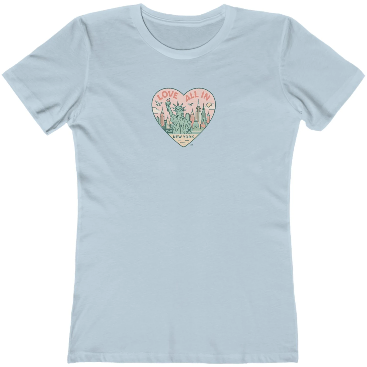 Love All In™ New York, Heart, Women’s Luxury Graphic Tee T-Shirt, Boyfriend, Design 2 - Image 8